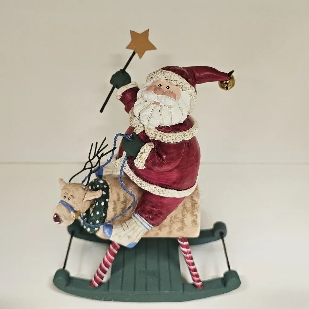 Vintage Festive Santa on Rudolph the Rocking Reindeer
